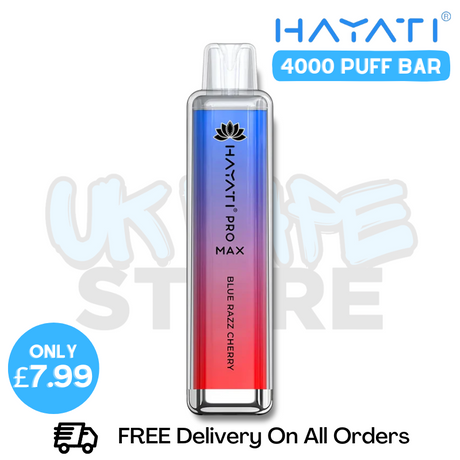 Buy Online Blue Razz Cherry Hayati Pro Max 4000Puffs 4K Disposable - Only £7.99 - UK Vape Store