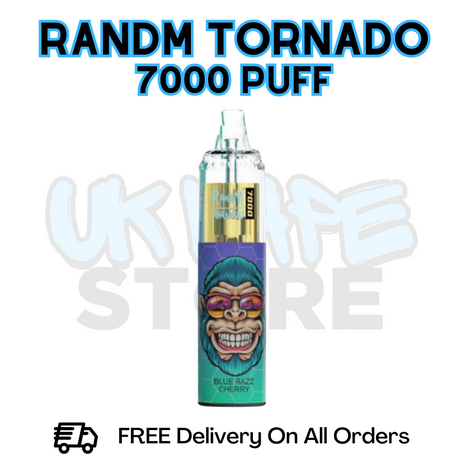 Buy Online Blue Razz Cherry RandM Tornado 7K 7000 Puff Vape - £5.99
