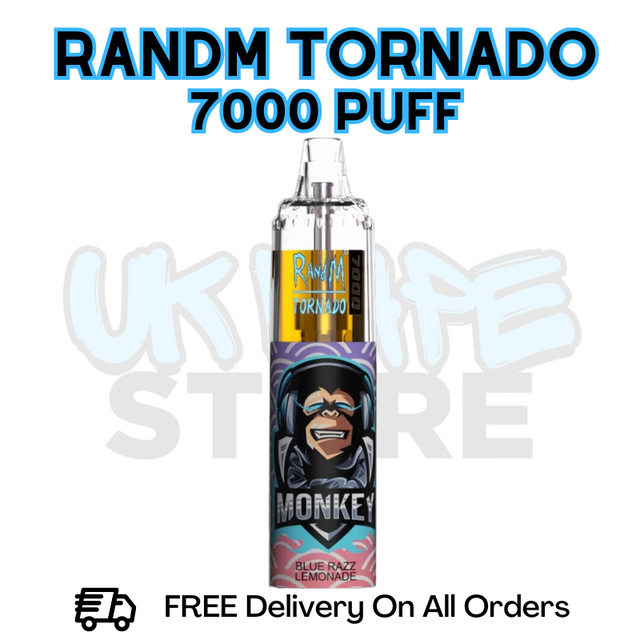 Buy Online Blue Razz Lemonade RandM Tornado 7K 7000 Puff Vape - £5.99