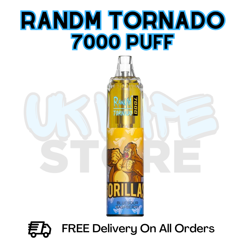 Buy Online Blueberry Sour Rapberry RandM Tornado 7K 7000 Puff Vape - £5.99
