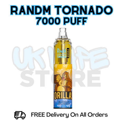 Buy Online Blueberry Sour Rapberry RandM Tornado 7K 7000 Puff Vape - £5.99