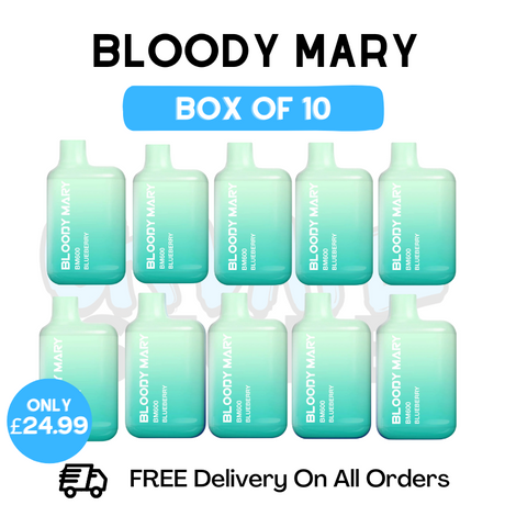 Shop Bloody Mary 600 Puff Blueberry Pack Of 10 - UK Vape World