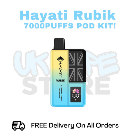 Buy Online Blueberry Cherry Cranberry Hayati Rubik 7000 7K Puff Pod Kit - £6.99