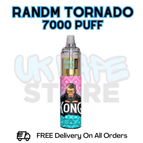 Buy Online Blueberry Cherry Cranberry RandM Tornado 7K 7000 Puff Vape - £5.99