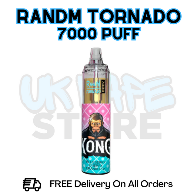 Buy Online Blueberry Cherry Cranberry RandM Tornado 7K 7000 Puff Vape - £5.99