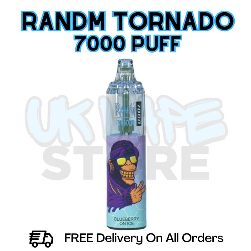 Buy Online Blueberry On ICE RandM Tornado 7K 7000 Puff Vape - £5.99