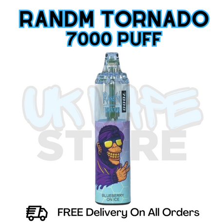 Buy Online Blueberry On ICE RandM Tornado 7K 7000 Puff Vape - £5.99