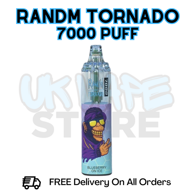 Buy Online Blueberry On ICE RandM Tornado 7K 7000 Puff Vape - £5.99