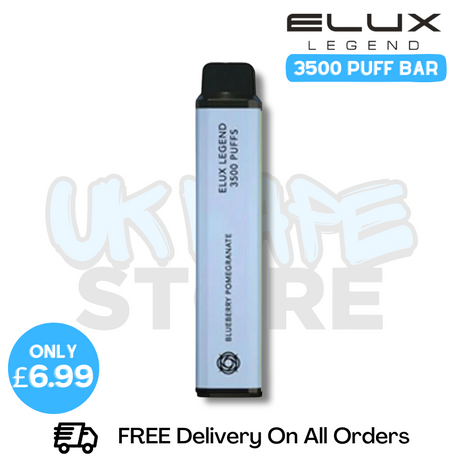 Shop Blueberry Pomegranate Elux Legend 3500 Puff Vape Kit - ONLY £6.99 - UK Vape Store