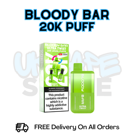 Buy Online Blueberry Pomegranate - Kiwi Passionfruit Guava Bloody Bar 20K Disposable