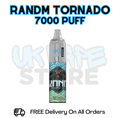 Buy Online Blueberry Pomegranate RandM Tornado 7K 7000 Puff Vape - £5.99