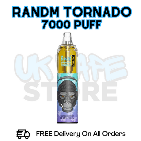 Buy Online Blueberry Bubblegum RandM Tornado 7K 7000 Puff Vape - £5.99