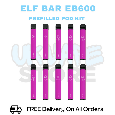 Buy Online Grape ELF Bar EB600 Box Of 10