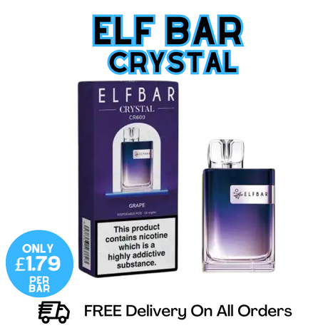 Buy Online Grape Elf Bar Crystal 600 Disposable Kit | ONLY £1.79 UK Vape Store