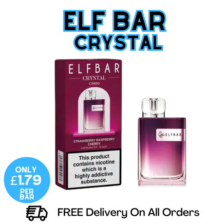Buy Online Strawberry Raspberry Cherry Elf Bar Crystal 600 Disposable Kit | ONLY £1.79 UK Vape Store