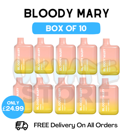 Bloody Mary 600 Puff Fizzy Cherry Pack Of 10 - UK Vape Store