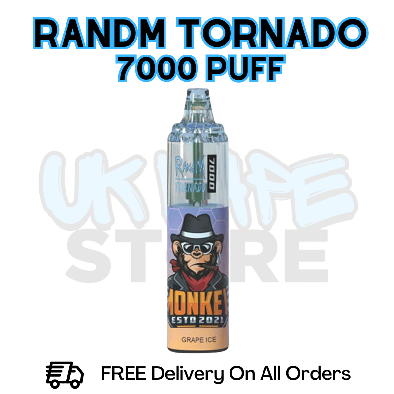 Buy Online Grape Ice RandM Tornado 7K 7000 Puff Vape - £5.99