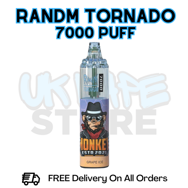 Buy Online Grape Ice RandM Tornado 7K 7000 Puff Vape - £5.99