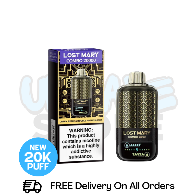 Buy Online Green Apple - Double Apple Shisha Lost Mary 20K Puff Puff Combo Kit