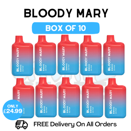 Shop Bloody Mary 600 Puff ICE POP Pack Of 10 - UK Vape Store