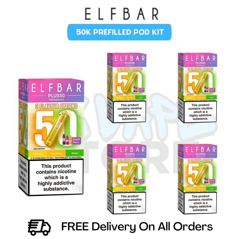 Juicy Edition Elf Bar Plus 50k Prefilled Pod Kit Box Of 5
