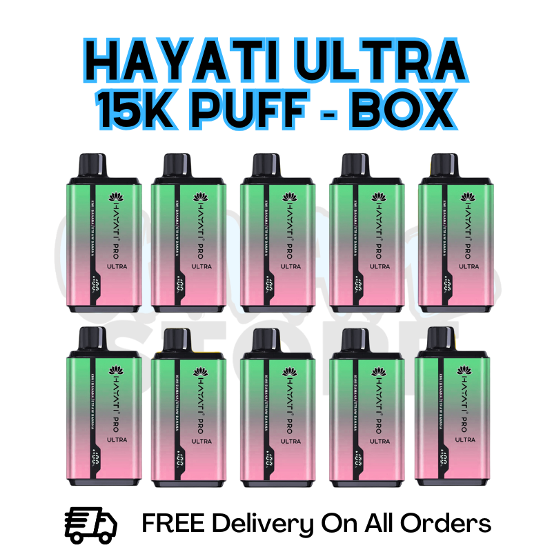 Buy Online Kiwi Banana/ Straw Banana Hayati Pro Ultra 15K Puffs Box Of 10 - £85.99