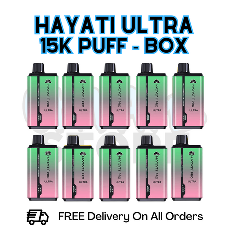 Buy Online Kiwi Banana/ Straw Banana Hayati Pro Ultra 15K Puffs Box Of 10 - £85.99