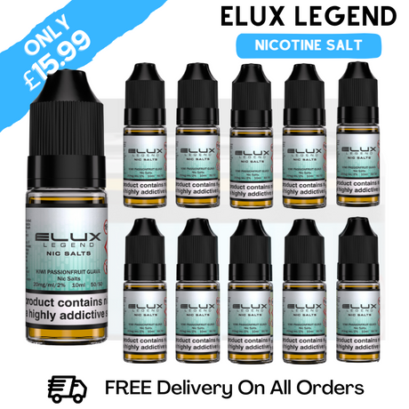 Buy Online Kiwi Passionfruit Guava Elux Legend Nicotine Salt Pack Of 10 - UK Vape Store