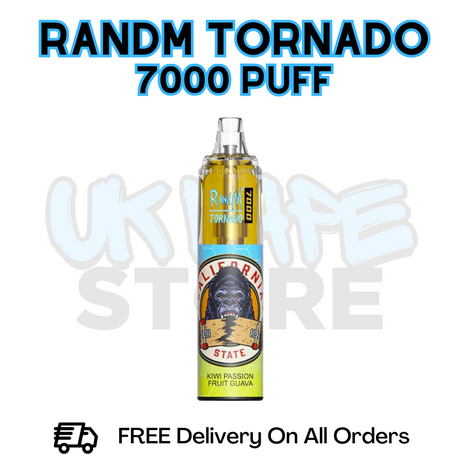 Buy Online Kiwi passionfruit Guava RandM Tornado 7K 7000 Puff Vape - £5.99