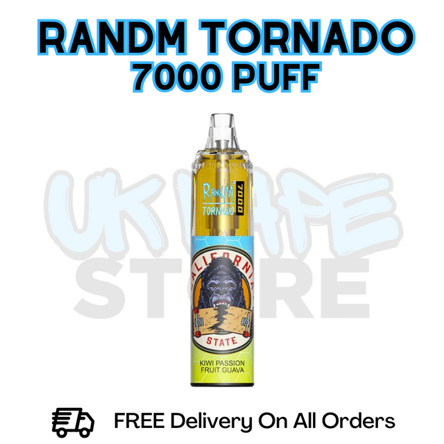 Buy Online Kiwi passionfruit Guava RandM Tornado 7K 7000 Puff Vape - £5.99