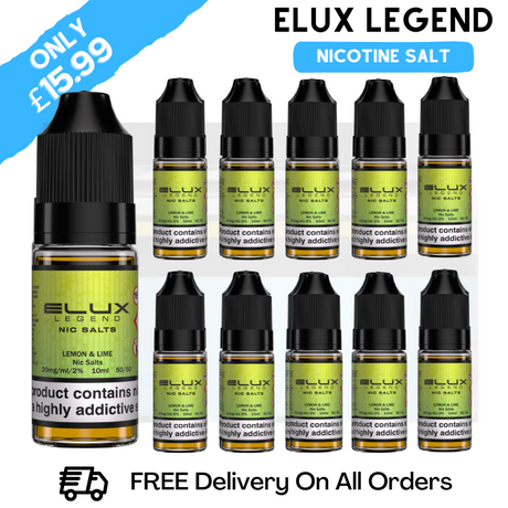 Buy Online Lemon Lime Elux Legend Nicotine Salt Pack Of 10 - UK Vape Store