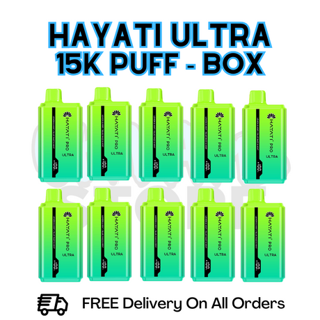 Buy Online Lemon & Mint/ Blue Razz Mint Hayati Pro Ultra 15K Puffs Box Of 10 - £85.99