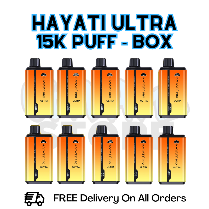 Mango Peach Pineapple Hayati Pro Ultra 15K Puffs Box Of 10 - £85.99
