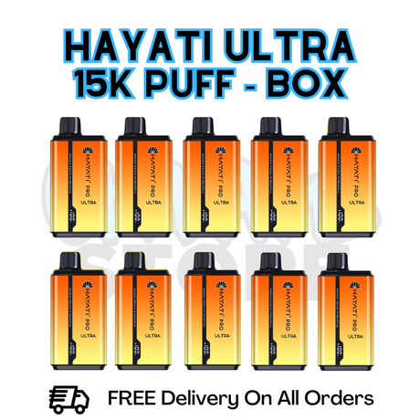Mango Peach Pineapple Hayati Pro Ultra 15K Puffs Box Of 10 - £85.99