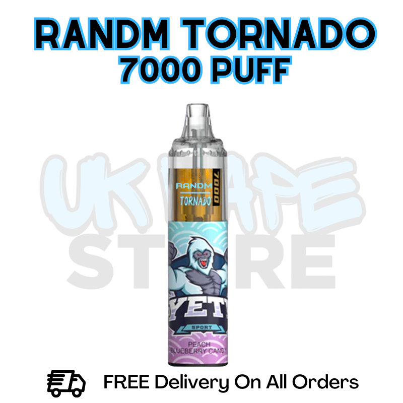 Peach Blueberry Candy RandM Tornado 7K 7000 Puff Vape - £5.99