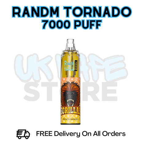 Buy Online Peach Mango RandM Tornado 7K 7000 Puff Vape - £5.99