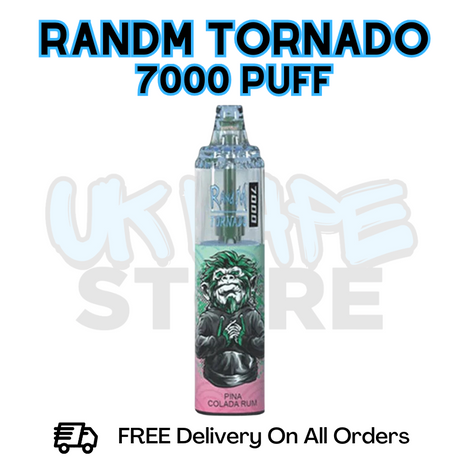 Buy Online Pina Colada Rum RandM Tornado 7K 7000 Puff Vape - £5.99
