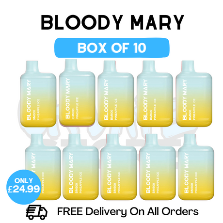 Shop Bloody Mary 600 Puff Pineapple Ice Pack Of 10 - UK Vape Store