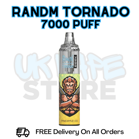 Buy Online Pineapple Ice RandM Tornado 7K 7000 Puff Vape - £5.99