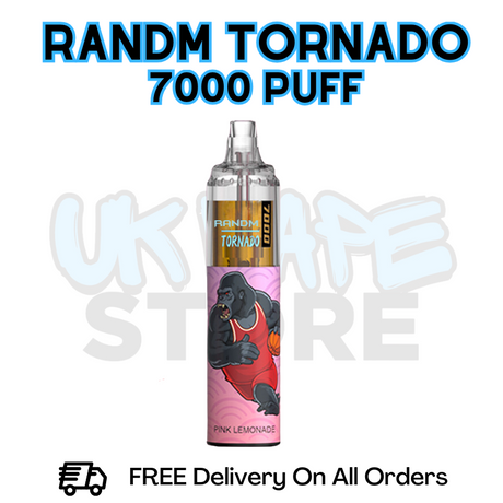 Buy Online Pink Lemonade RandM Tornado 7K 7000 Puff Vape - £5.99