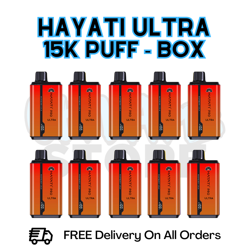 Buy Online Raspberry Cola Hayati Pro Ultra 15K Puffs Box Of 10 - £85.99
