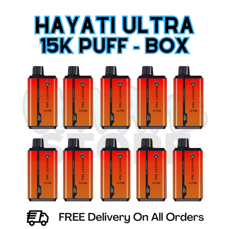Buy Online Raspberry Cola Hayati Pro Ultra 15K Puffs Box Of 10 - £85.99