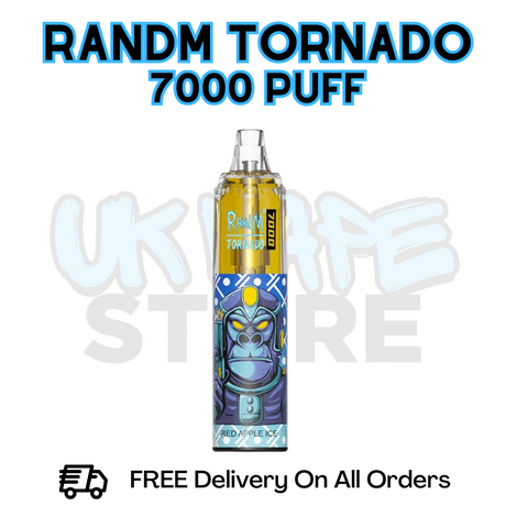 Buy Online Red Apple Ice RandM Tornado 7K 7000 Puff Vape - £5.99