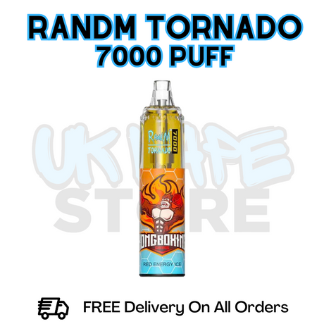 Buy Online Red Energy Ice RandM Tornado 7K 7000 Puff Vape - £5.99