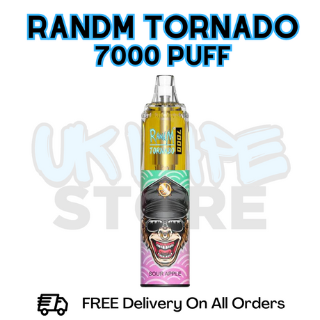 Buy Online Sour Apple RandM Tornado 7K 7000 Puff Vape - £5.99