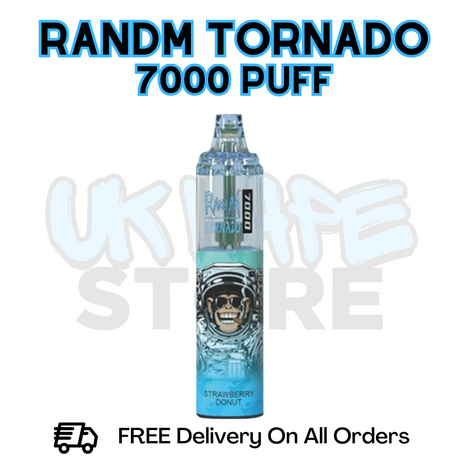 Buy Online Strawberry Donut RandM Tornado 7K 7000 Puff Vape - £5.99