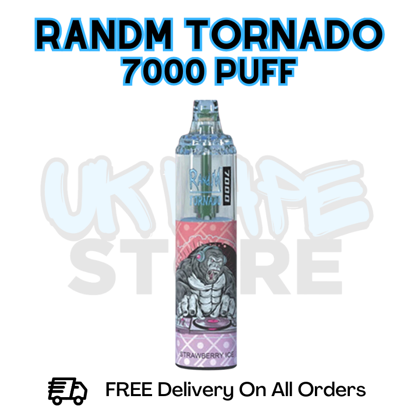 Buy Online Strawberry Ice RandM Tornado 7K 7000 Puff Vape - £5.99