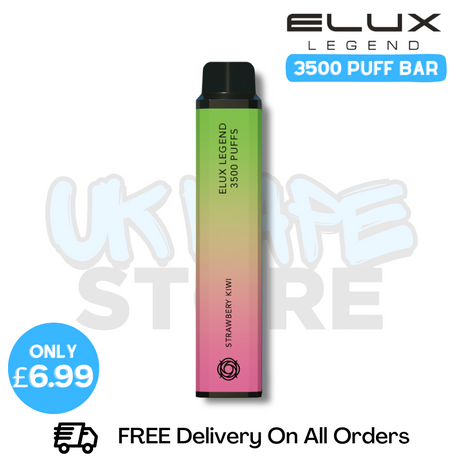 Shop Strawberry Kiwi  Elux Legend 3500 Puff Vape Kit - ONLY £6.99 - UK Vape World 