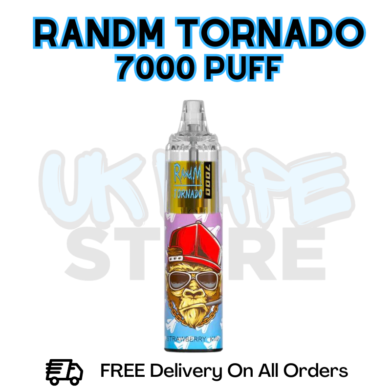 Buy Online Strawberry Kiwi RandM Tornado 7K 7000 Puff Vape - £5.99
