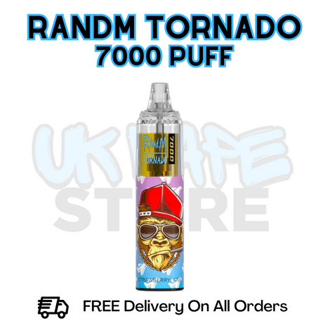 Buy Online Strawberry Kiwi RandM Tornado 7K 7000 Puff Vape - £5.99